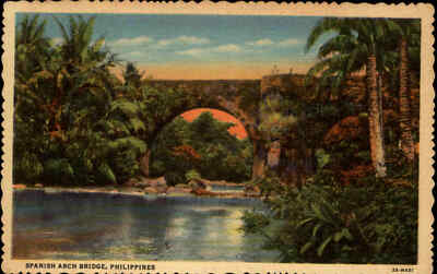 Brücken Motiv-AK Bridge Postcard ~1950 Philippines Spanish Arch Bridge Brücke 