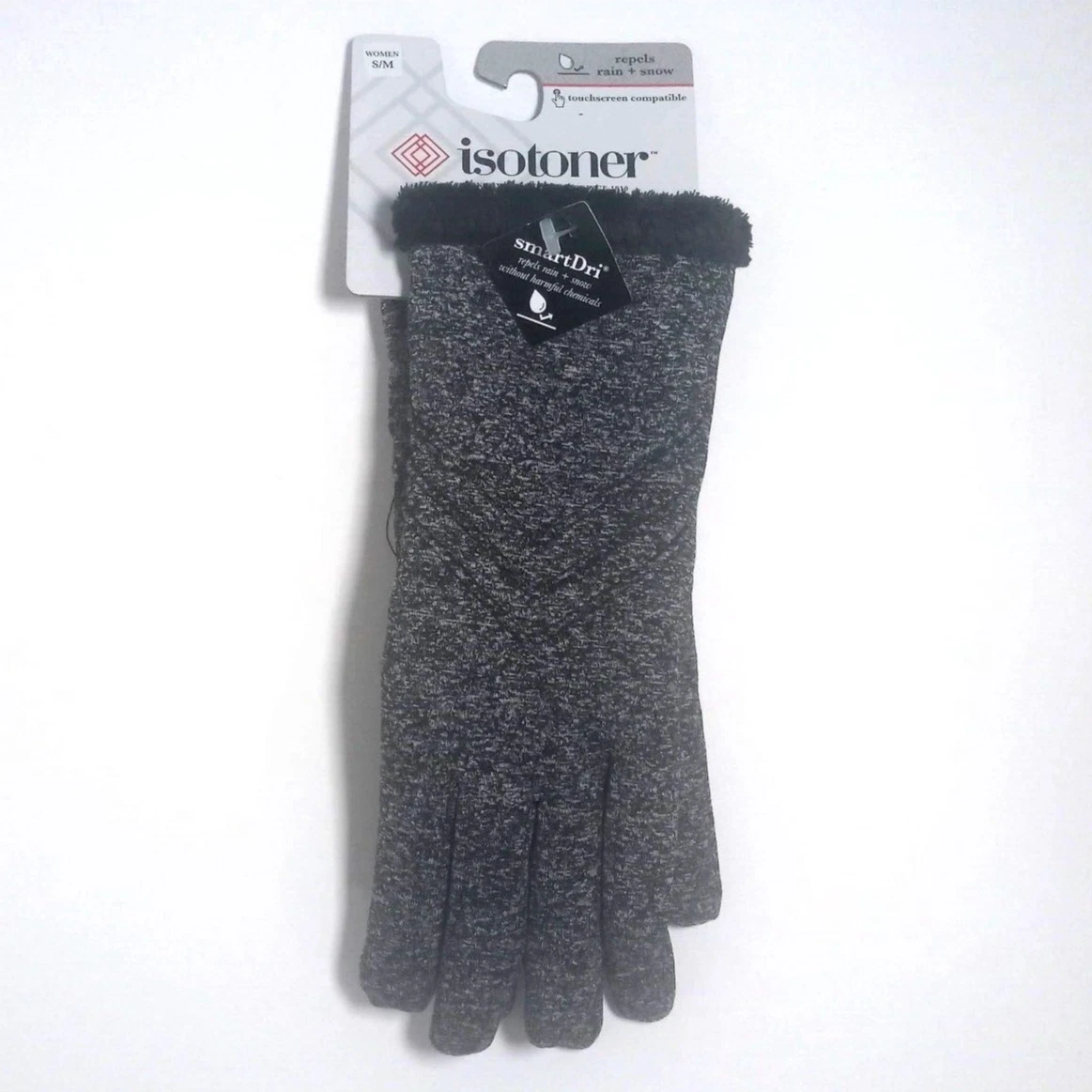Isotoner Premium Women's S/M Gray Rain/Snow Repellant Eco Touchscreen Gloves