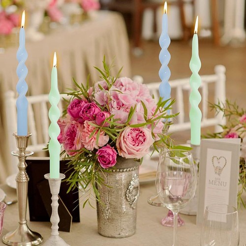 Taper Dinner Candles Sticks Dripless Unscented Spiral Candle Candlesticks Decor - Picture 37 of 38