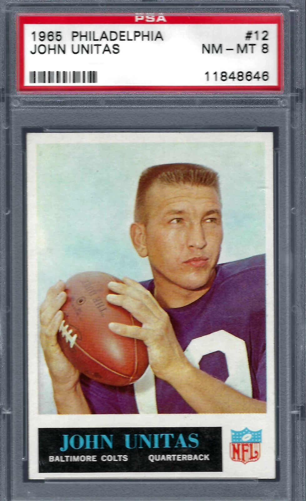 1965 Philadelphia #012 PSA 8 John Unitas Colts 12 Nice!