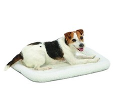 24 Inch White Fleece Pet Bed for Small Dogs Cozy Crate Mat with Bolster