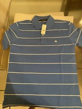 Brooks Brothers Men's Polo Shirt Short Sleeve Blue/ White Stripe Slim Fit Size S