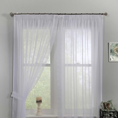 1 Paar Tiffany Makramee 3'' Bleistift Plissee Kopf Voile Panel Set Raffbänder Inc