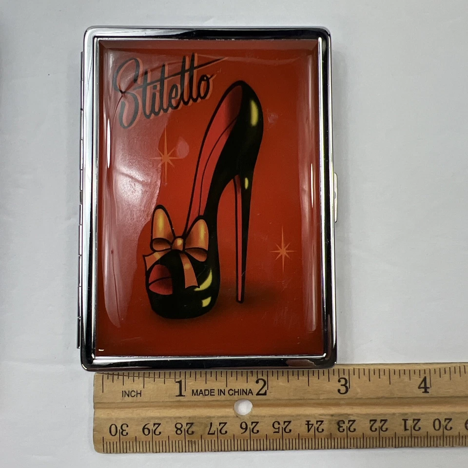 Fluff Hello сексуальный черный Stiletto и розовый бант металлический ID зеркало чехол компактное зеркало - Изображение 3 из 4