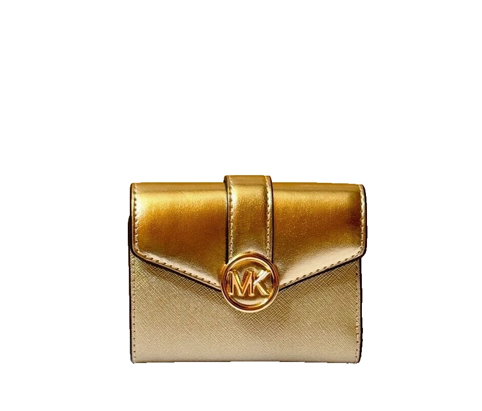 Michael Kors Carmen Medium Flap Bifold Wallet Pale Gold
