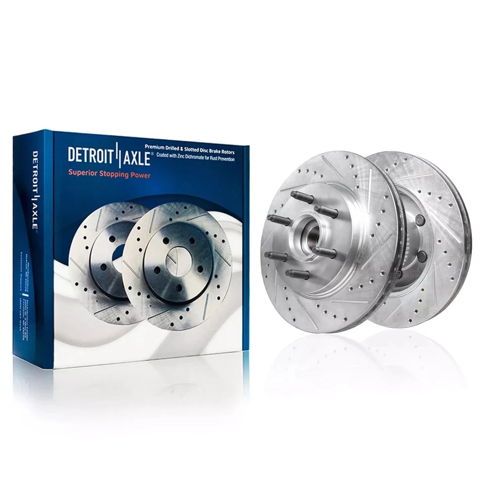 2WD Front Drilled Rotor Brake Pad Kit for 2004 - 2008 Ford F-150 Lincoln Mark LT - Imagem 2 de 4