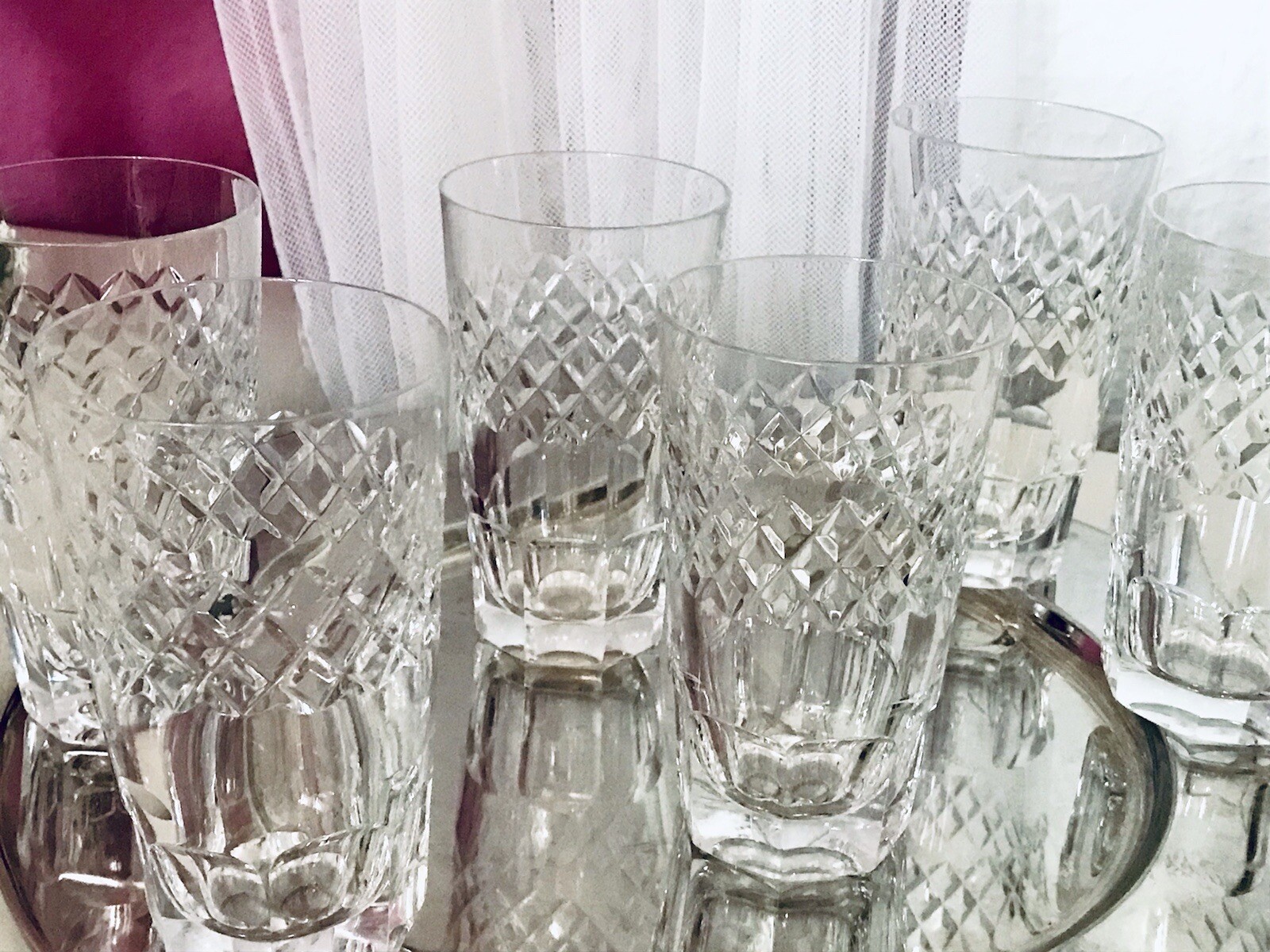 Vintage SEHR EDEL 6x Wassergläser Gläser Becher Kristallglas schön kantiger Fuß
