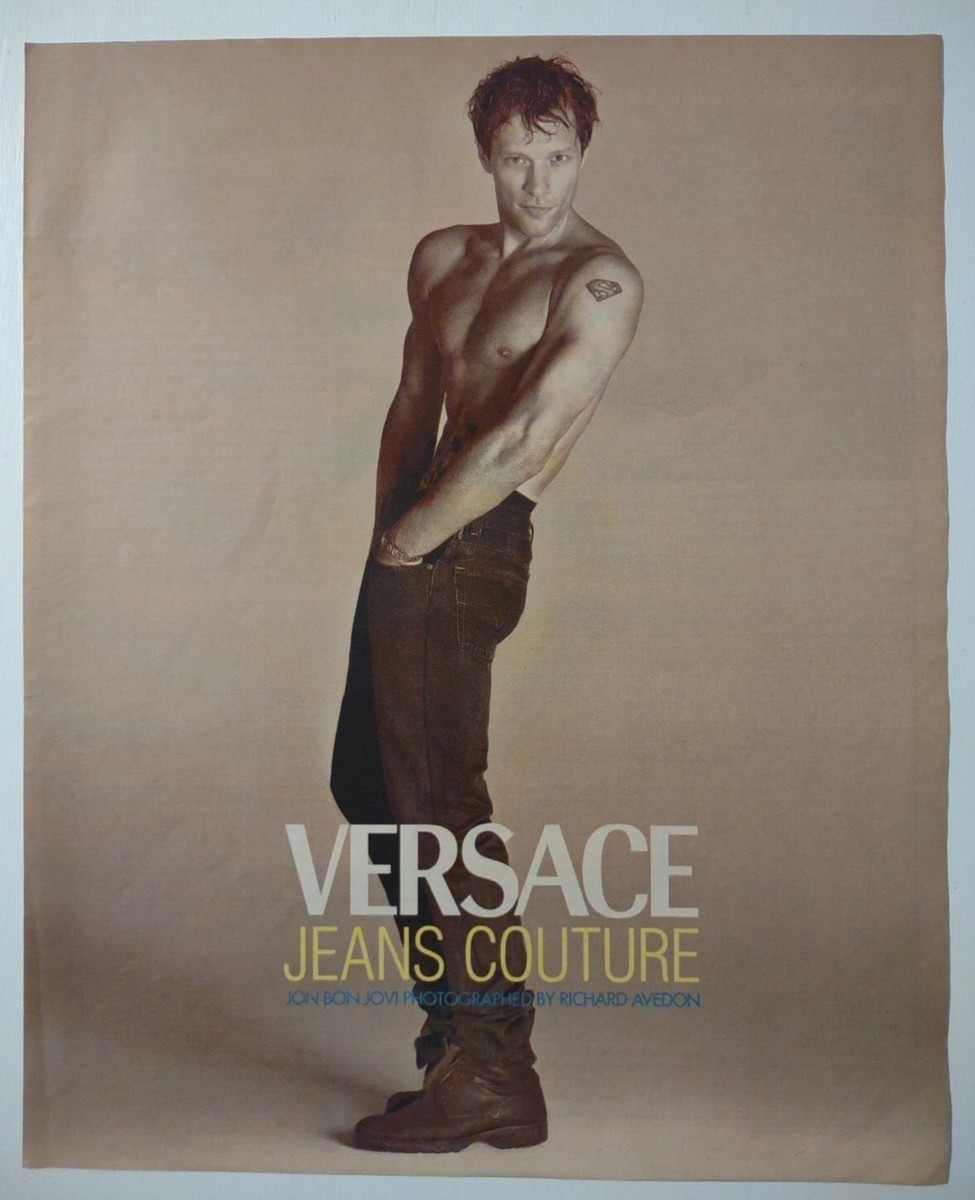 Vintage 1997 VERSACE Jeans Couture Jon Bon Jovi PRINT AD 9.75