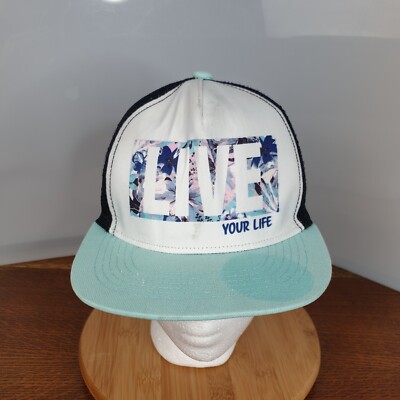 Vintage Live Your Life weiße Baseballkappe Snapback Mütze Trucker verstellbar