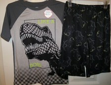 Dinosaur Glow In Dark Flame Resistant Short Pajama PJ Set Boys Size 4 / 5 NWT