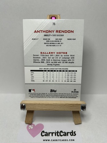 ANTHONY RENDON 2022 Topps Gallery Baseball #75 Los Angeles Angels - Foto 4 di 6