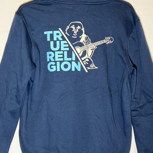True Religion Hoodie Men Medium Blue Navy Buddha Classic Full Zip Hooded Jacket - 第 7/9 張圖片