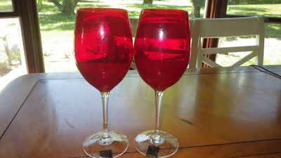 Red Water Goblets Circleware New with tags excellent condition 4 16 oz goblets