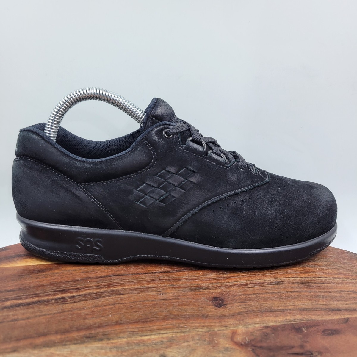 SAS FREETIME Shoe Women 7.5N Narrow Black Nubuck Leather Comfort