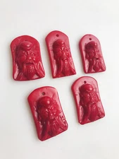Red Bamboo Coral Hand Carved Old Man Pendant Approx 20x35mm Sold Per Piece
