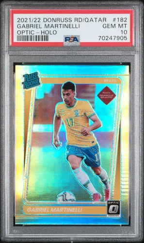 2021 Panini Donruss Road to Qatar 182 Gabriel Martinelli Optic-Holo RC PSA 10