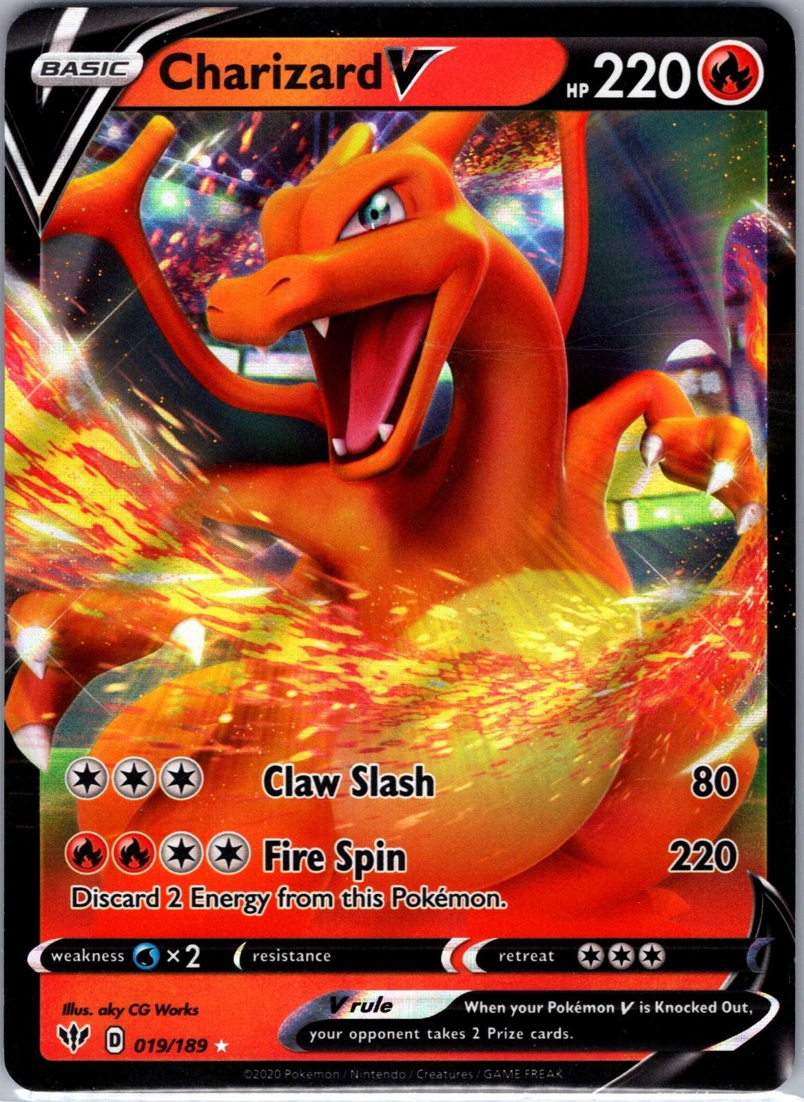 Charizard V 019/189 Holo V Rare Darkness Ablaze Pokemon Near Mint