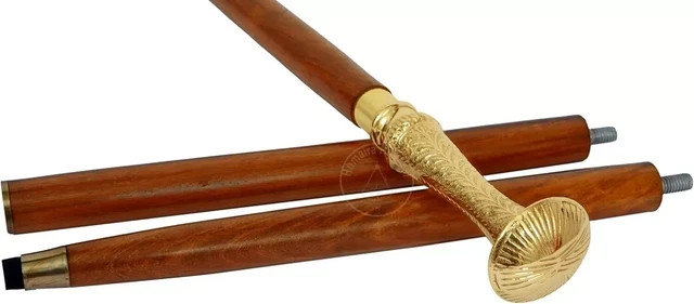 Medieval Antique Solid Brass Long Head Handle Wal… - image 4