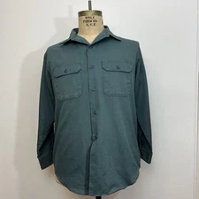 Big Mac Penneys Penn Prest Vintage Work Shirt Green Button Shirt