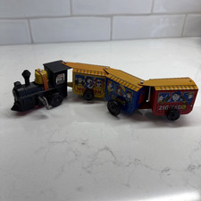 Vintage Western Comic Zig Zag Express Train Tin Wind Up Toy Working Bell Korea