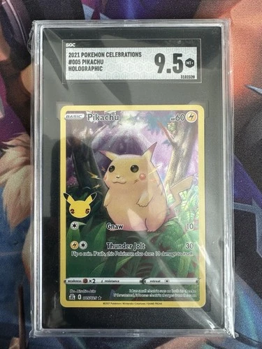 2021 Celebrations Pikachu SGC 9.5 MT+ 005/025 Full Art Pokemon Card
