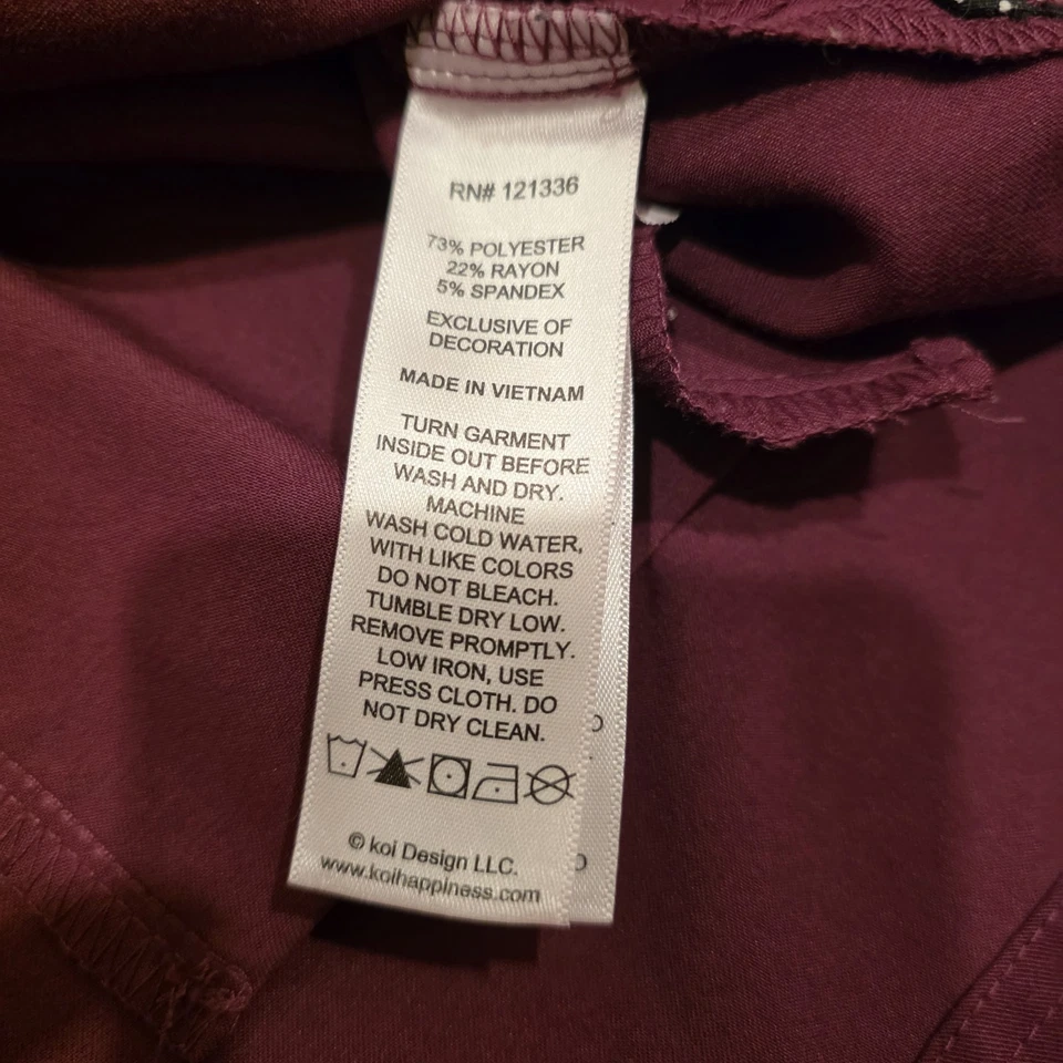 Koi Next Gen/Tech Wine Colored Scrub Lot Of 2 Sets XL/P 2 Tops 2 Pants - Image 3 of 4