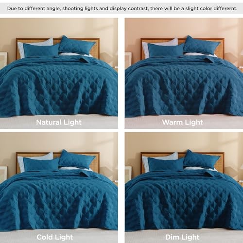 Queen Size Quilt Bedding Set Teal - Full Lightweight Full/Queen Teal Blue - Picture 6 of 7