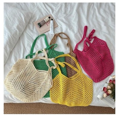 Women Large Capacity Woven Bag Hollow Straw Lazy Style Beach Vacation Handbag BD