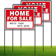 3 Pack For Sale By Owner Sign with Stakes Double Sided Real Estate Yard Sign