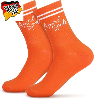 Aperol Spritz Socken Motiv Tennissocken Damen Herren Baumwolle Geschenk für Aper