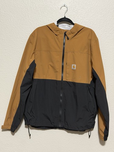 Carhartt Storm Defender Rain Jacket Brown Black Hooded Relaxed Fit Men’s Large