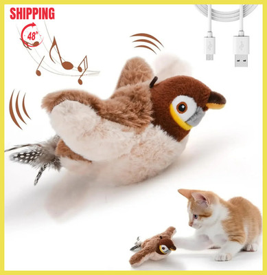 USB Interactive Flying Bird Cat Toys Pet Simulation Sparrow Plush Toy in USA