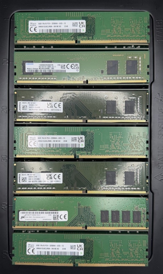 Lot Of 50 8GB DDR4 3200MHz PC4-25600 DIMM Desktop Memory Mixed Brands ...