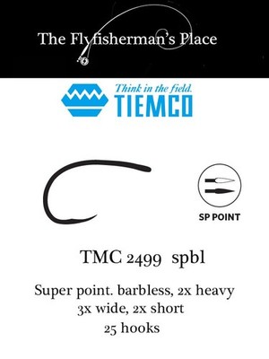 Tiemco TMC2499SPBL . Black. Dry & Wet Flies Hooks  25pk: Nymphs, Emergers
