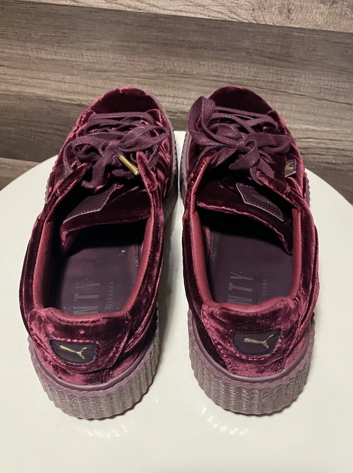 Puma Rihanna Fenty Creepers Terciopelo Real Con Cordones Borgoña Hombres Talla US 11 EU 44.5 Foto 4 de 4