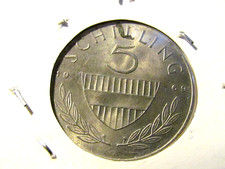 1966 Austria  5 Schilling Coin, C3862 .64% silver Circulated AU