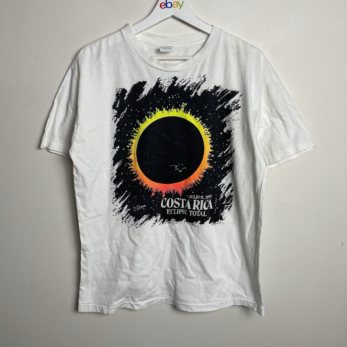 Vintage 1991 Total Eclipse Shirt Mens M White Short Sleeve Cotton