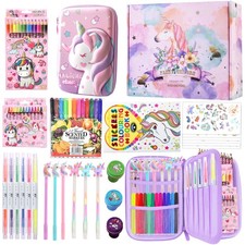 Cute Unicorn 56 Pieces Art Set Pencil Case Supplies For Girls Kids Kindergarten