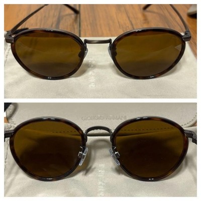 Giorgio Armani Round Metal Sunglasses Brown Lenses Made in Italy 50mm