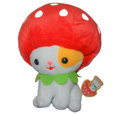 Amuse Nekokkaburi 14" Strawberry Hat Cat Kitten Plush