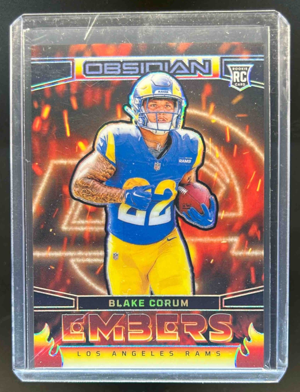 2024 Panini Obsidian Blake Corum Embers RC Rookie #15 Rams