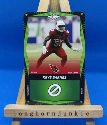 2025 Uno Elite Core Green Krys Barnes RC rookie Packers Cardinals Panthers UCLA