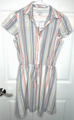 NWT J. Crew Women's Stripe Woven Shirt Dress Sz XS Cotton Stretch Preppy Coastal