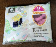 New Vintage Riegel Babycare Fitted Crib Sheet Nursery Cotton Elephants Flowers