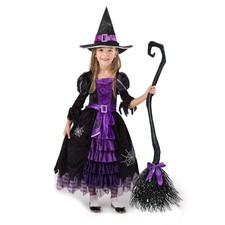 Fairytale Witch Costume Deluxe Set for Girls - Cute Witch Outfit with Broom