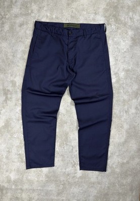 ALBERTO ASPESI Men 100% Cotton Chino Pants Size 52 Navy Blue Faded Trouser