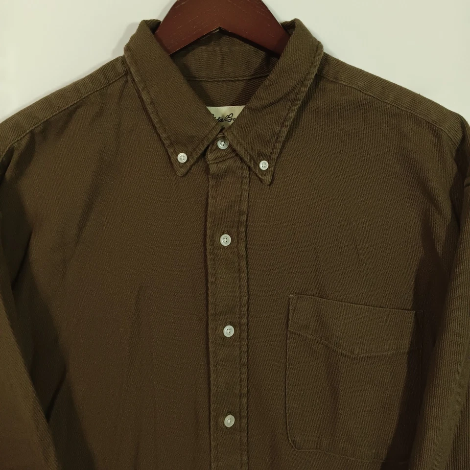 Camisa Eddie Bauer Pana Para Hombres XL Manga Larga Marrón Abotonada 100% Algodón Foto 2 de 4