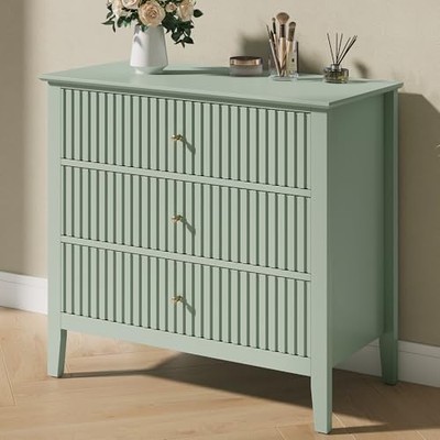 Large 3 Drawer Dresser, Painted 30 Inch Tall Wood Nightstand with 1 Sage  Green | eBay