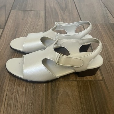 SAS Suntimer Sandal Women 9 N Tripad Comfort Shoes Leather Heel Pearl Bone