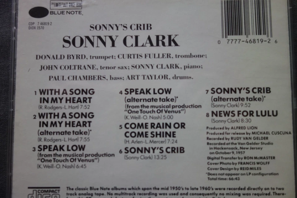 Sonny Clark Sonny's Crib Donald Byrd John Coltrane Curtis Fuller Blue Note CD - Bild 2 von 2